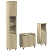Set Mobili da Bagno | Armadio da bagno 3 pz Rovere Sonoma in Legno Multistrato