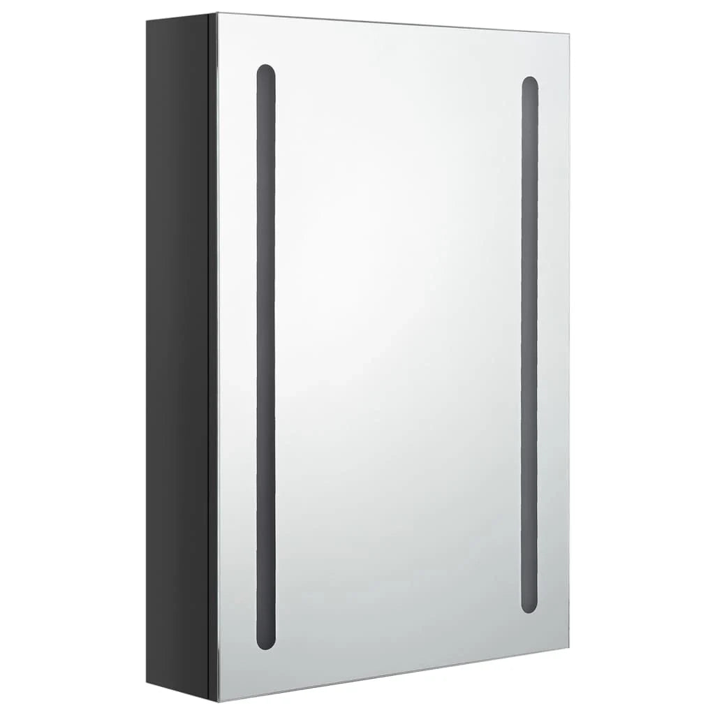 Mobile da bagno con specchio LED 50 x 13 x 70 cm nero lucido 02_0006614