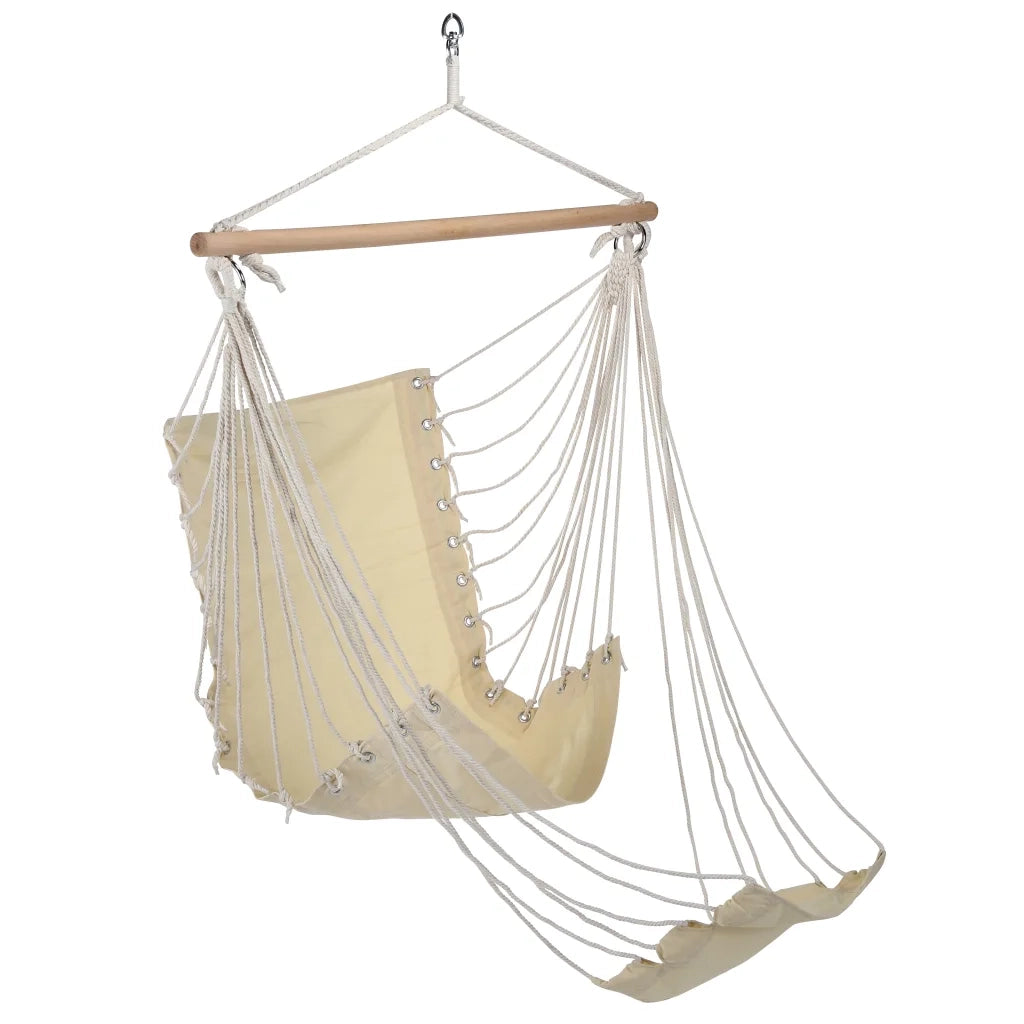 HI Amaca a Sedia con Poggiapiedi Beige in Tela di Cotone 423983