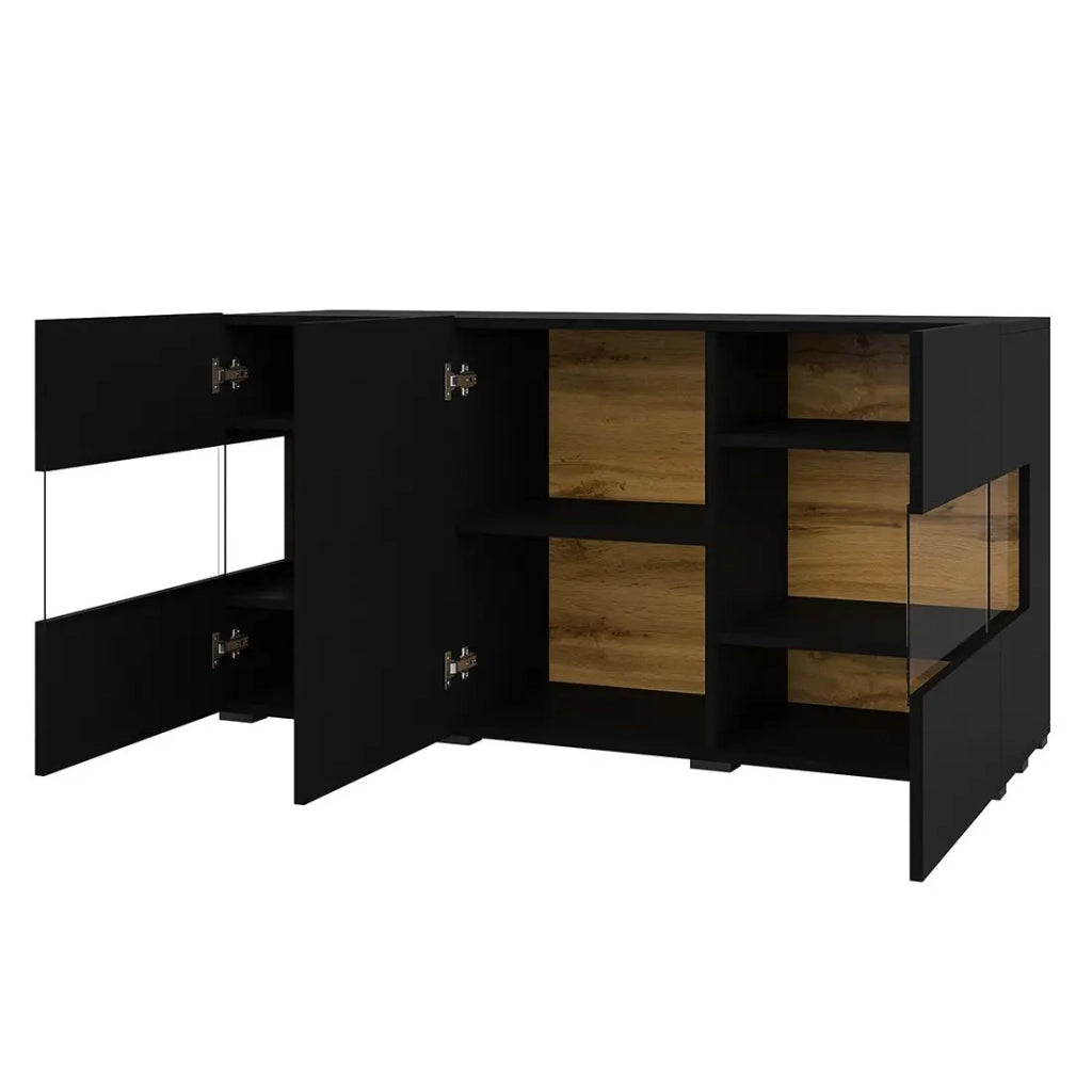 Set di design di 4 mobili da salotto collezione EVA. Colore nero e rovere.
