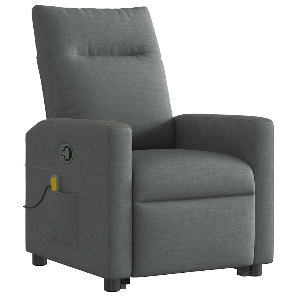 Poltrona Alzapersona Massaggi Reclinabile Grigio Scuro Tessuto 3324060