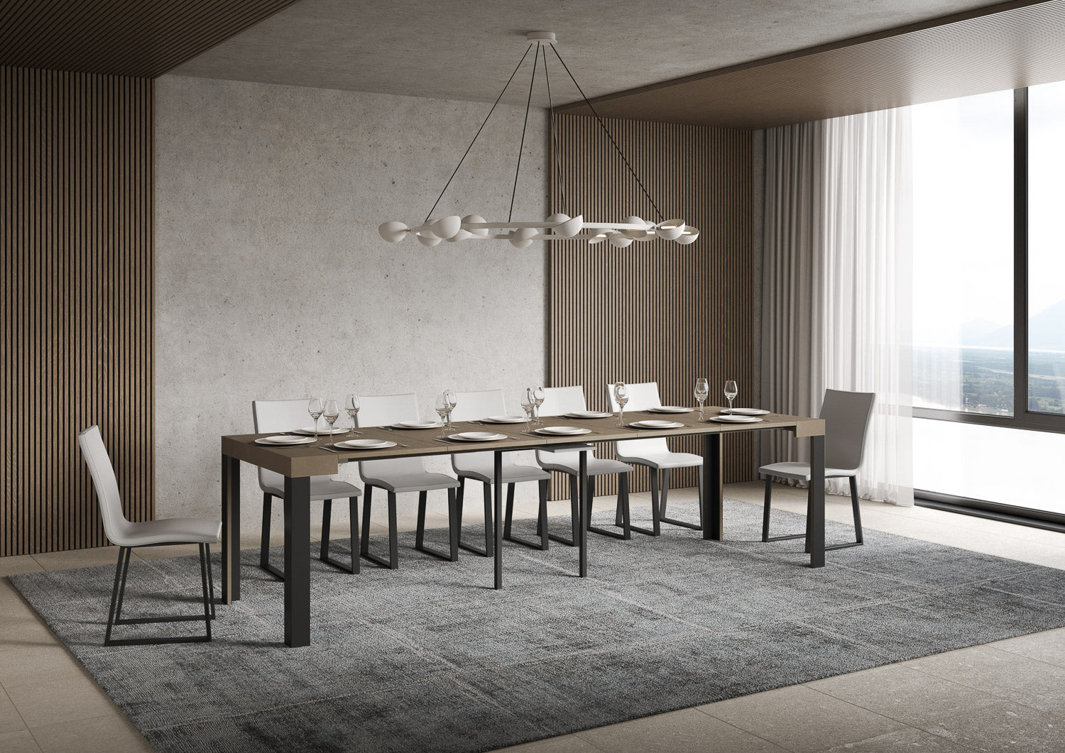 Consolle Allungabile 90-300x40x77 cm Linea Tortora Telaio Antracite