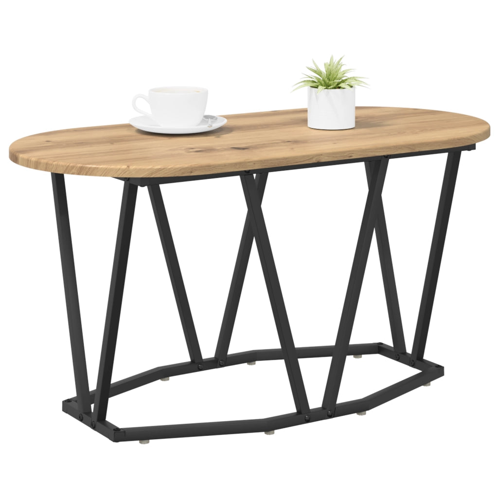 Tavolino da caffÃ¨  in rovere, 80x40x40,5 cm, in legno ingegnerizzato e metallo