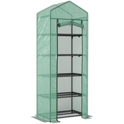 SERRA PER PIANTE A 5 LIVELLI CON PORTA A ZIP, IN ACCIAIO E PE, 69X49X193 CM, VERDE