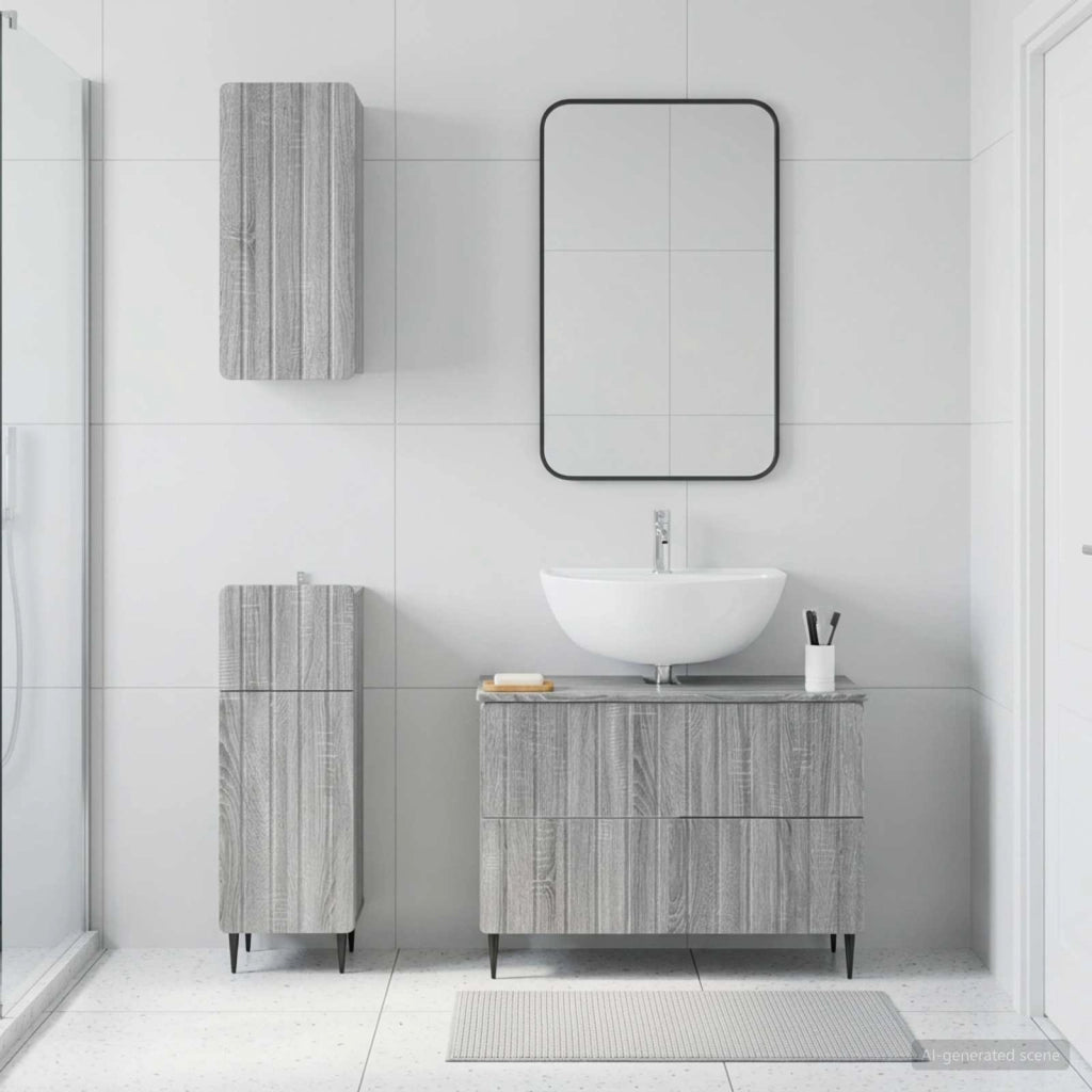 Set di armadietti da bagno in 3 pezzi ZWOLLE Sonoma grigio 3417762