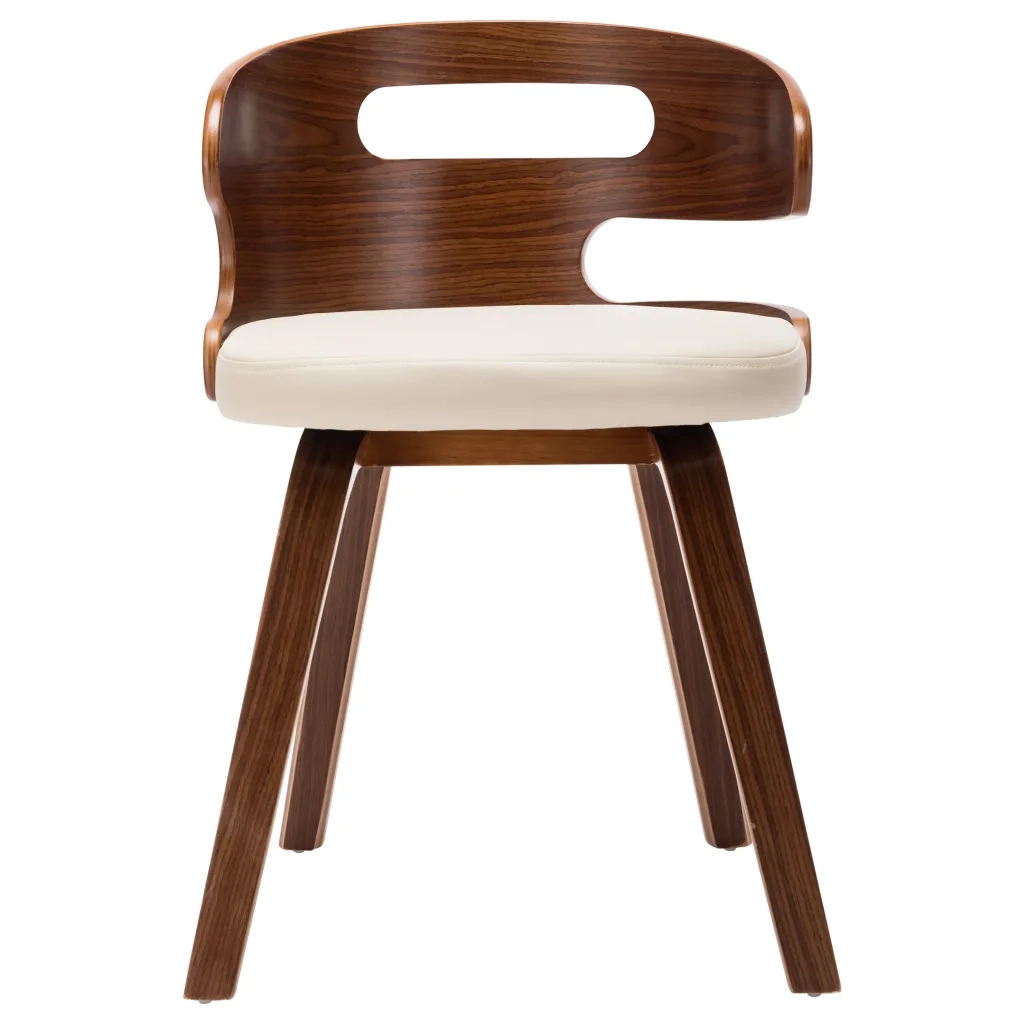 Sedie da Pranzo 4 pz in Legno Curvato e Similpelle Crema 278848