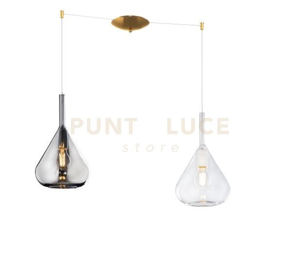SOSPENSIONE OTTONE SAT. 2 LUCI SPOSTABILE VETRI TR + FU 1177OS-S2 S-TF