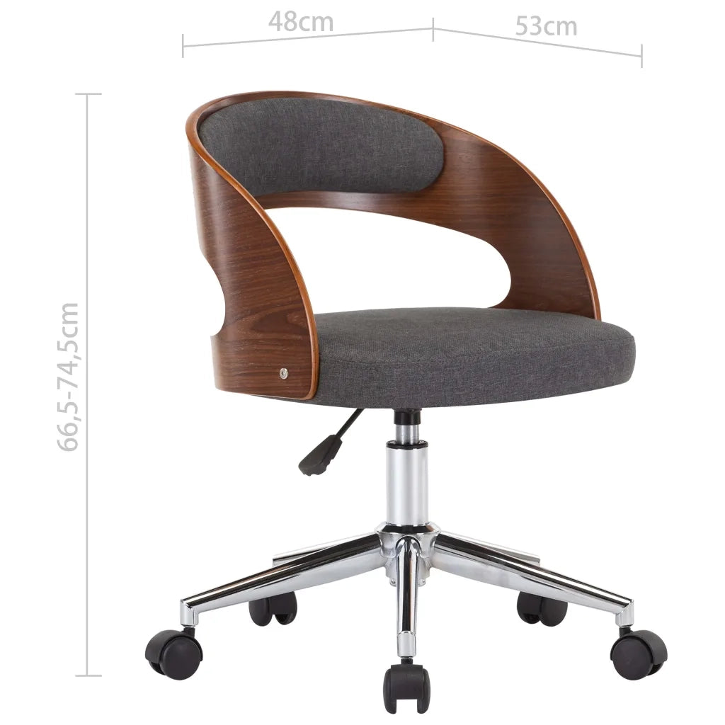 Sedie da Pranzo Girevoli 2 pz Grigie in Legno Curvo e Tessuto  cod mxl 5593