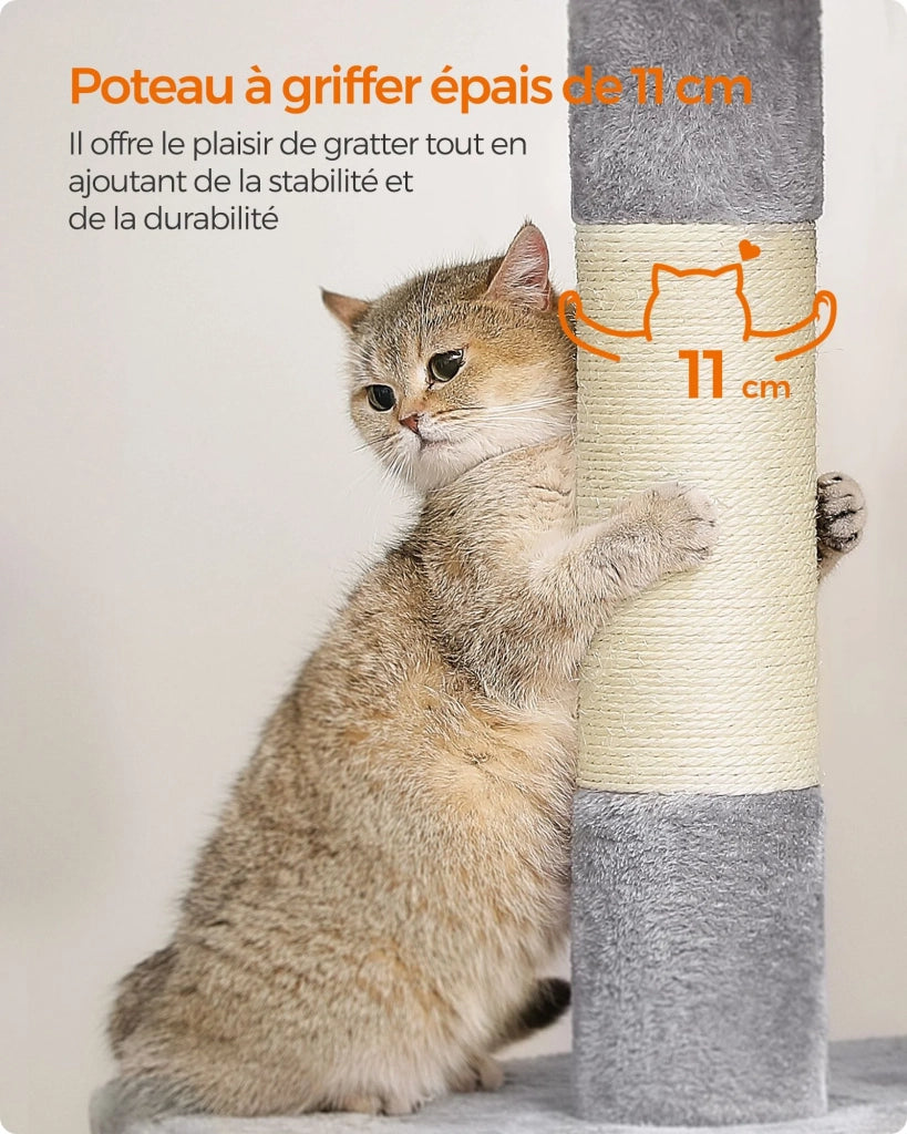 Tiragraffi con albero in sisal 2 tane 68 x 48 x 101 cm lussuoso mobile da gioco per gattini gatti e felini colore grigio 12_0003825