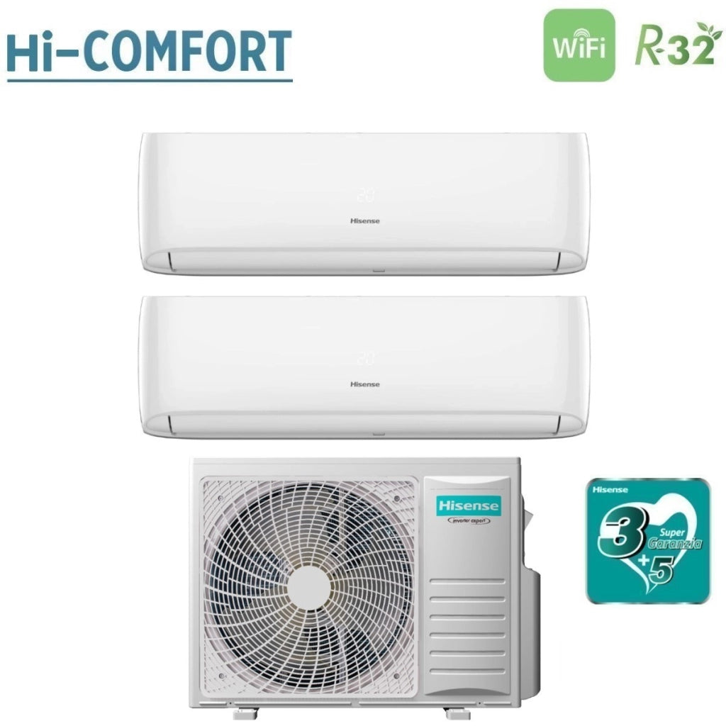 Condizionatore Dual Split Hisense Hi-Comfort 12+18 con 4AMW81U4RJC R-32 Wi-Fi Integrato