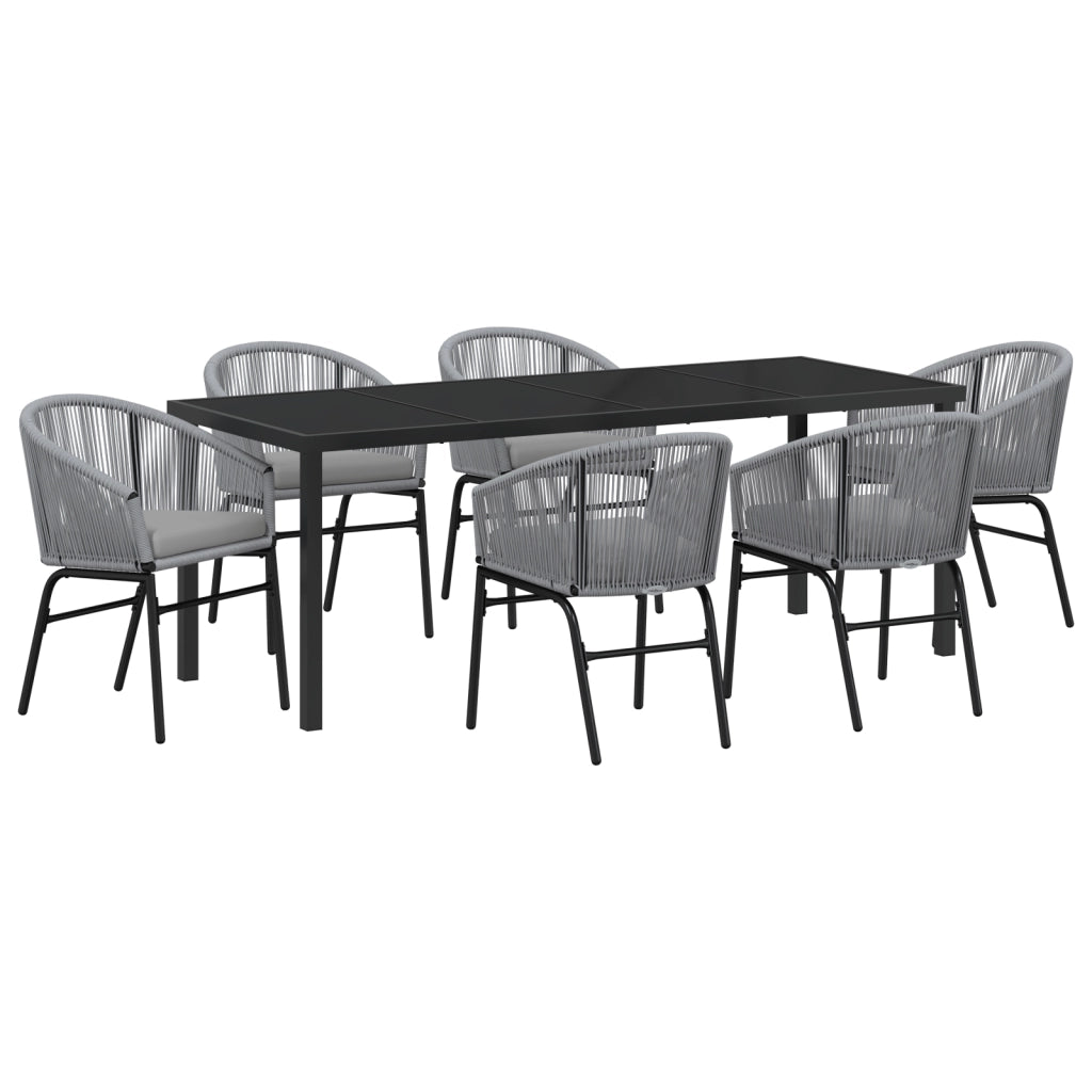 Set da pranzo da giardino 7 pezzi Grigio Rattan PE