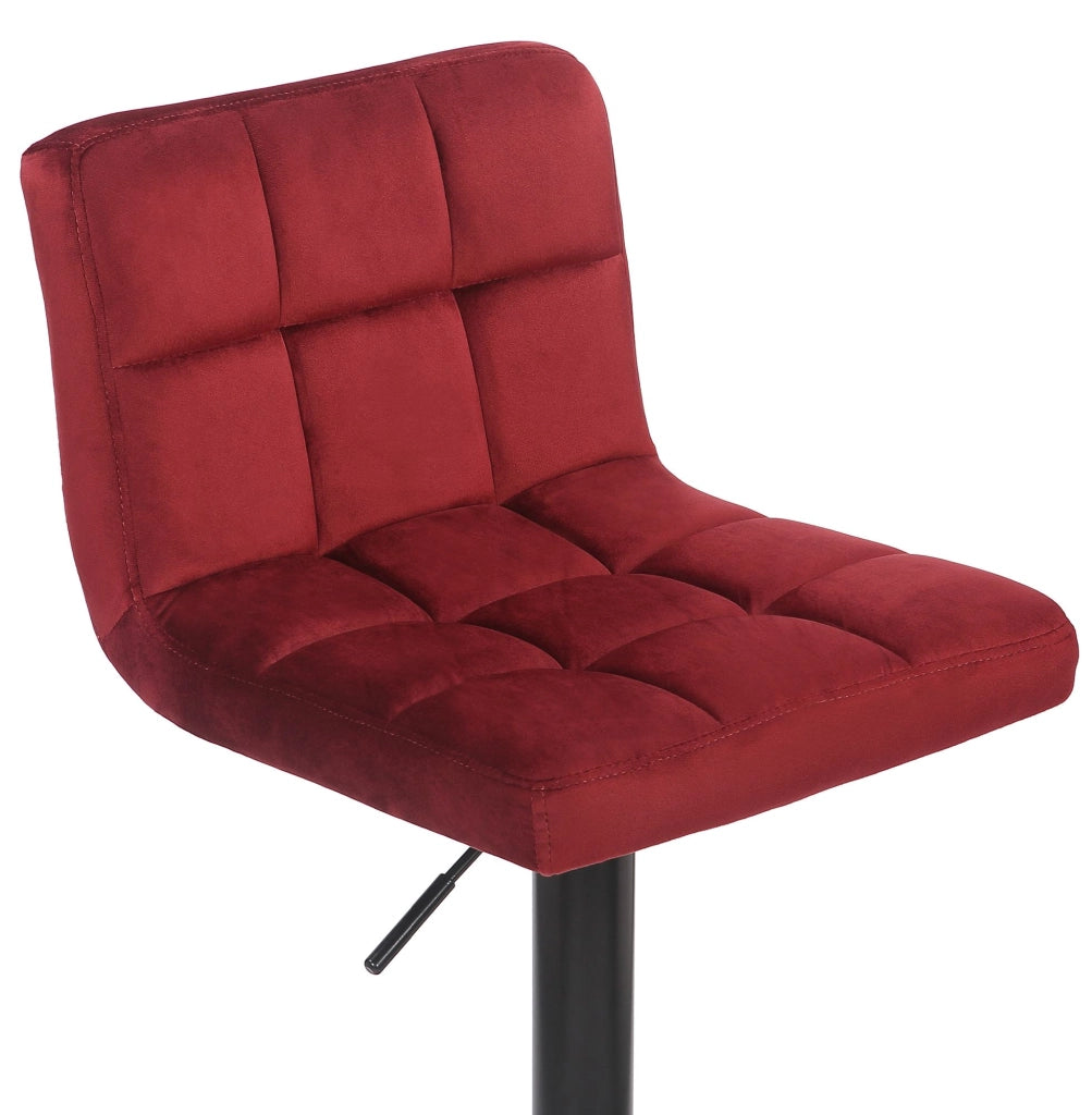 Sgabello imbottito bar Feni in velluto rosso