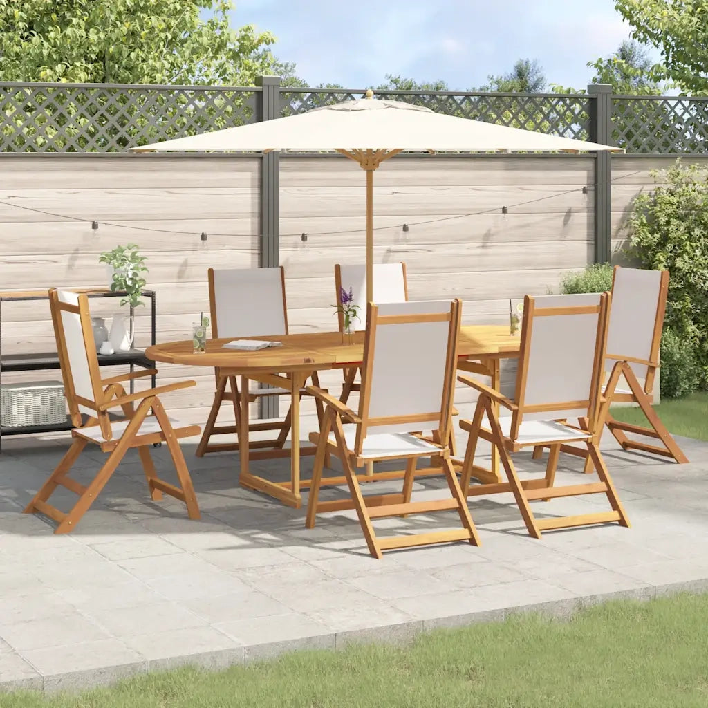 Set Pranzo da Giardino 7pz Legno Massello di Acacia e Textilene 3279290