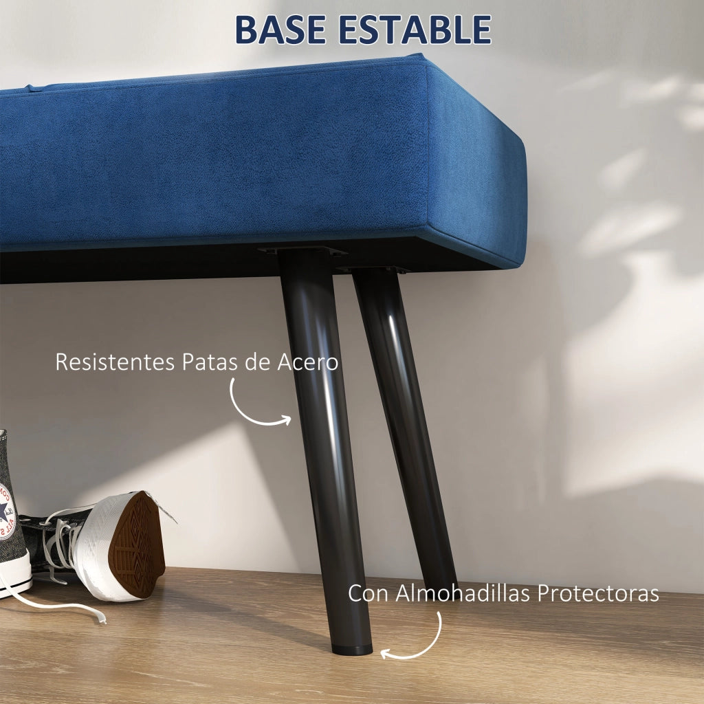 Pouf panca imbottito ¨C Xylo ¨C Blu scuro con struttura in acciaio 100x36x45 cm