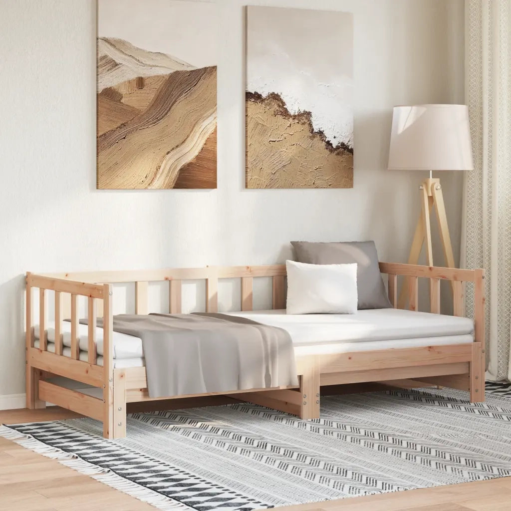 Divano Letto con Letto Estraibile 90x200cm Legno Massello Pino 836156