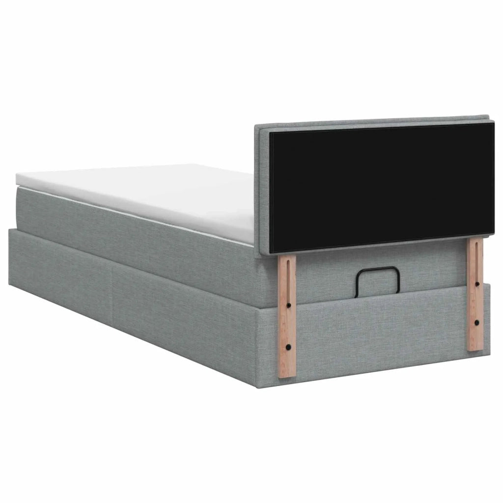 Letto ottomano con materasso Grigio Chiaro 80 x 200 cm Tessuto 3456198