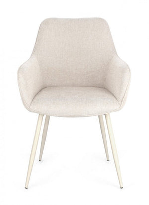 Set 2 Sedie 58x63x85,5 cm Cora in Tessuto Beige e Beige