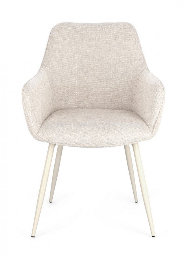 Set 2 Sedie 58x63x85,5 cm Cora in Tessuto Beige e Beige