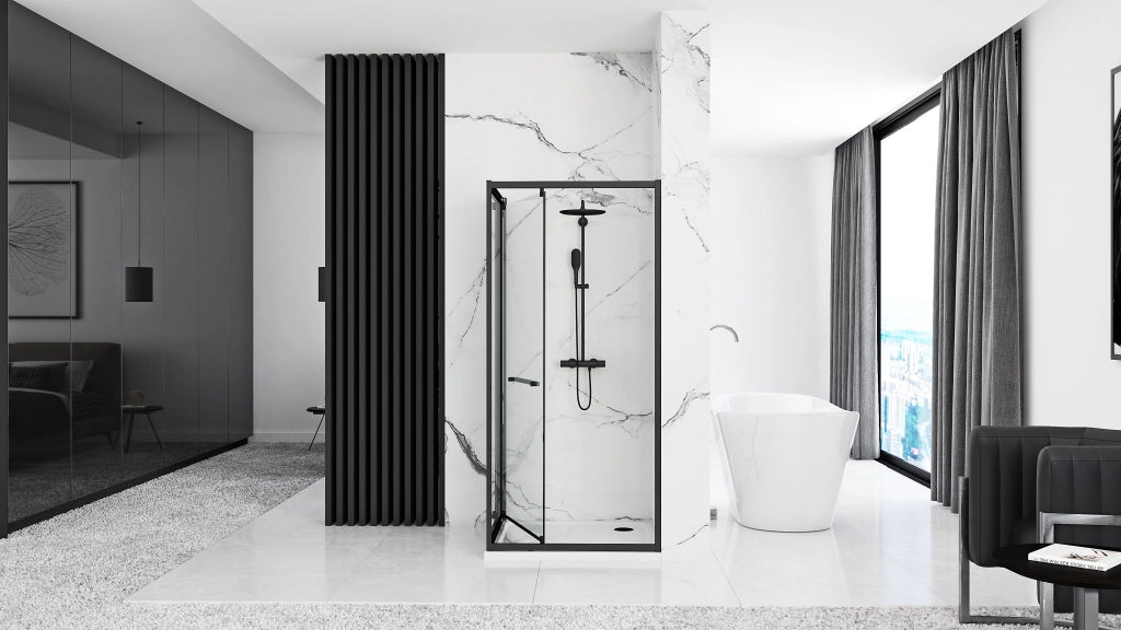 Cabina Doccia Rea Space In Black 80x100 senza piatto doccia