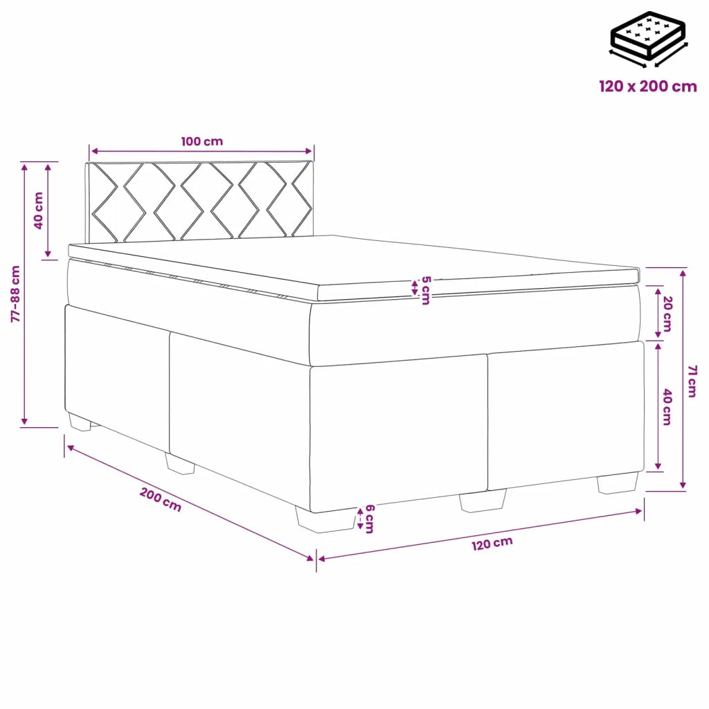 Letto box spring con materasso Rosa 120 x 200 cm Velluto 3450703
