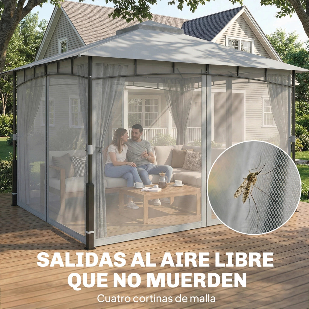 Carpa da giardino con pareti in rete UPF50+ ¨C zephmum ¨C grigio 360x300x275 cm