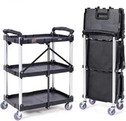 Carrello da Cucina Opaco 3 Livelli con Ruote e Pignone - 165 lbs Capacità di Carico - Pieghevole e Spazievitore