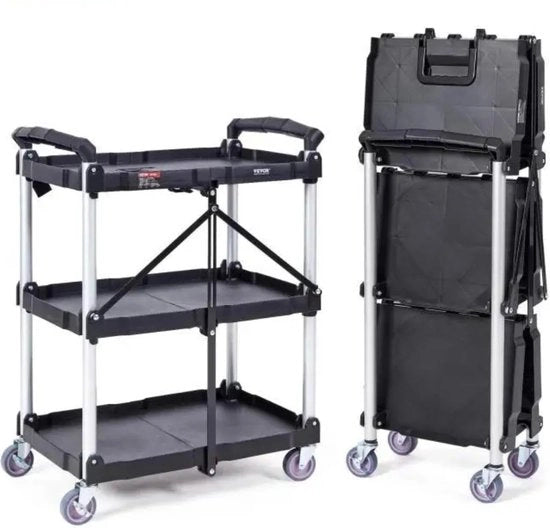 Carrello da Cucina Opaco 3 Livelli con Ruote e Pignone - 165 lbs Capacità di Carico - Pieghevole e Spazievitore