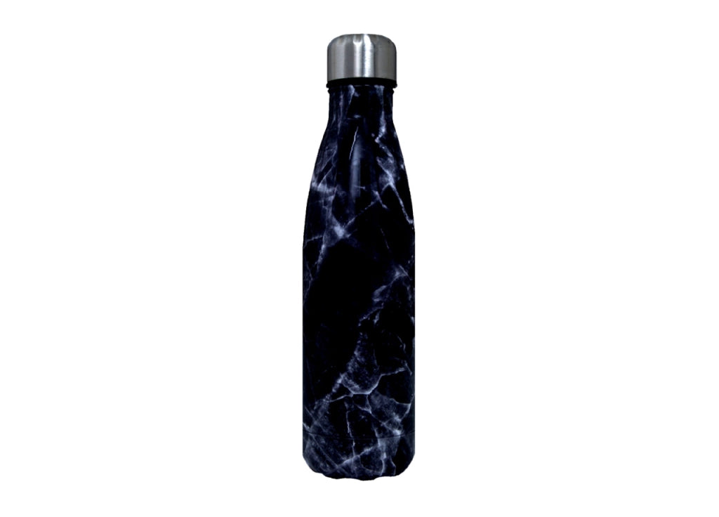 Borraccia Termica Marmo 500ml Bottiglia Acqua Thermos Caffè Bevande Calde Acciaio - Borraccia - Nero