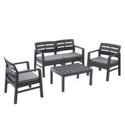 Trade Shop - Set Salotto Da Esterno Arredo Giardino Java Con Tavolino 2 Poltrone Divano Con Cuscini - Antracite