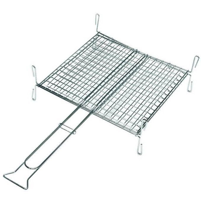 Sandrigarden 7912040 Graticola Doppia Extra Large con Piedi in Acciaio Cromato Idonea al Contatto con Alimenti 600x400 mm