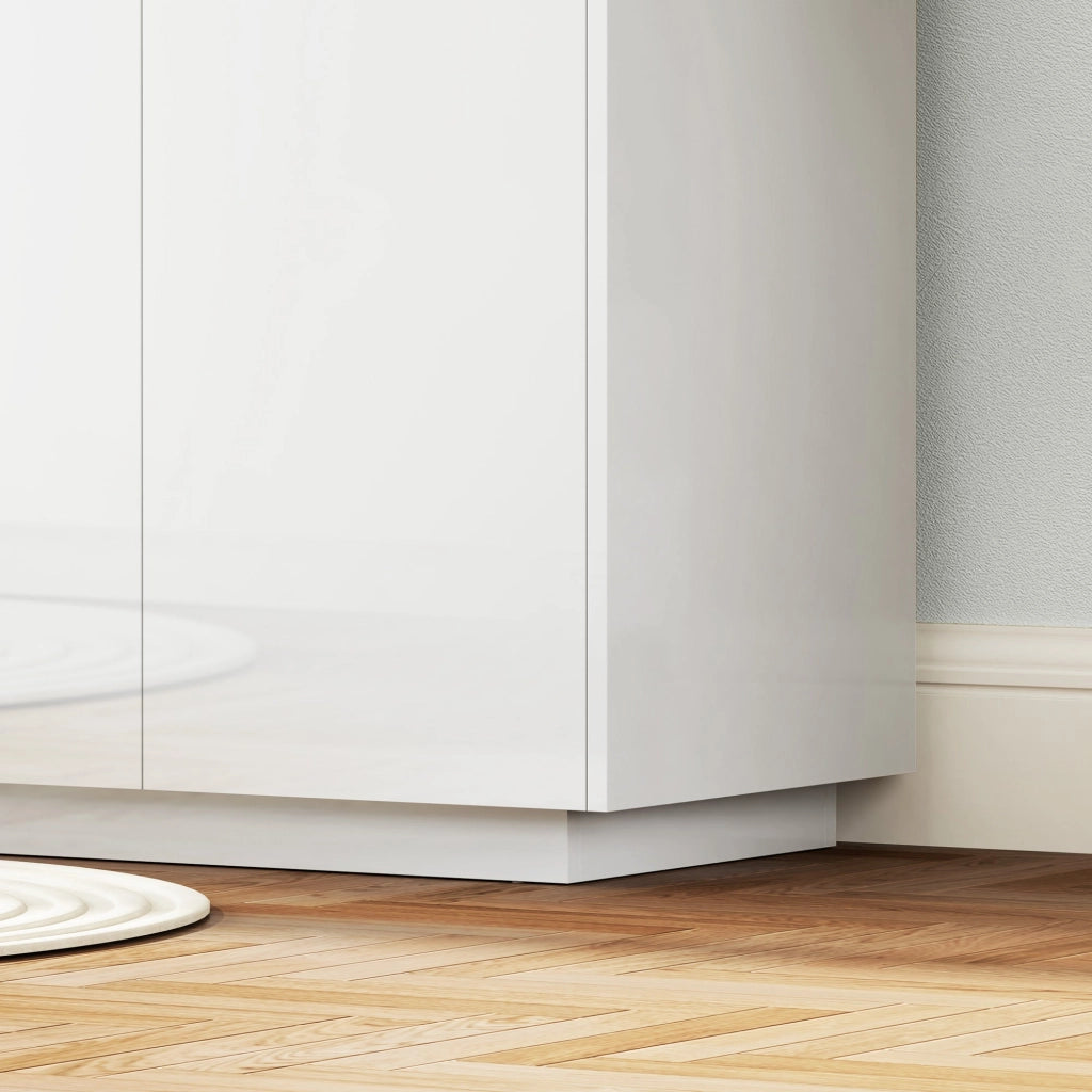 Credenza 2 Ante con Chiusura Ammortizzata 140x40x75 cm Bianco Lucido