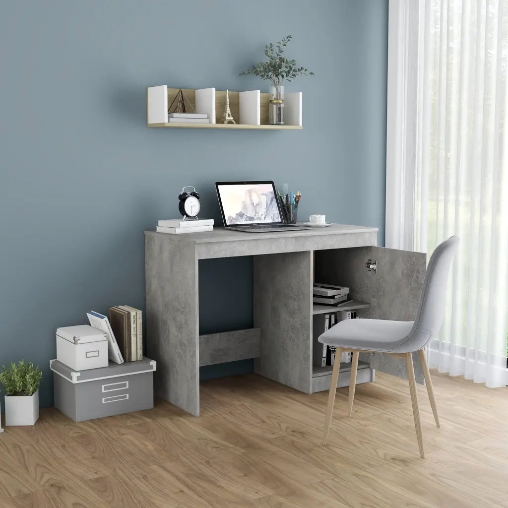 Scrivania Grigio Cemento 100x50x76 cm in Legno Multistrato 801800