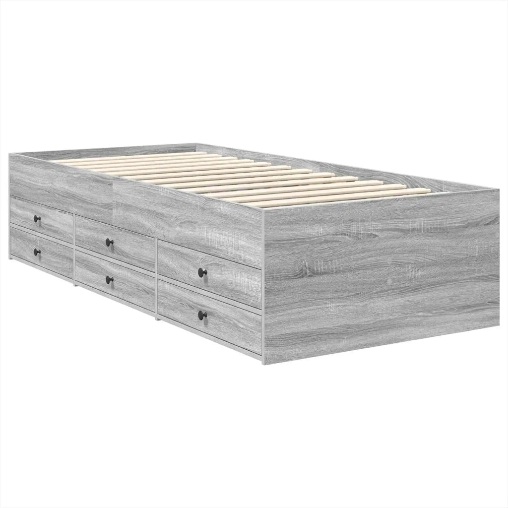 Letto singolo | Letto per adulti | Daybed Grigio Sonoma e Nero 75 x 190 cm Legno multistrato