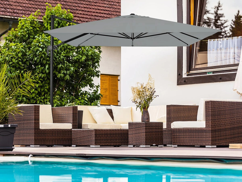 Ombrellone da giardino a sbalzo in alluminio "Sky 4" - 3 x 4 m - Grigio - Con telo
