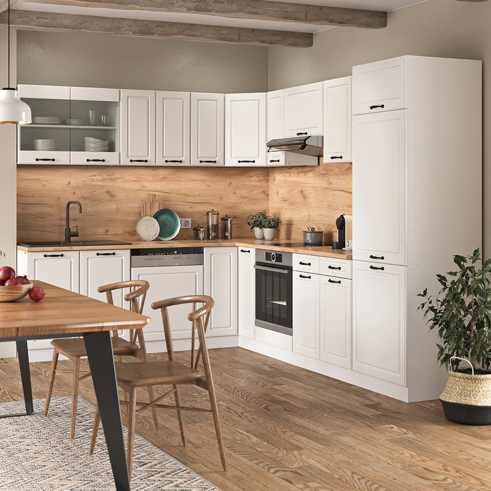 Vicco Cucina angolare completa Casa di campagna bianca/bianco 227 x 287 cm , PL Rovere
