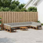 Set di divani da esterno 11 pcs Naturale e Grigio Chiaro 3382944