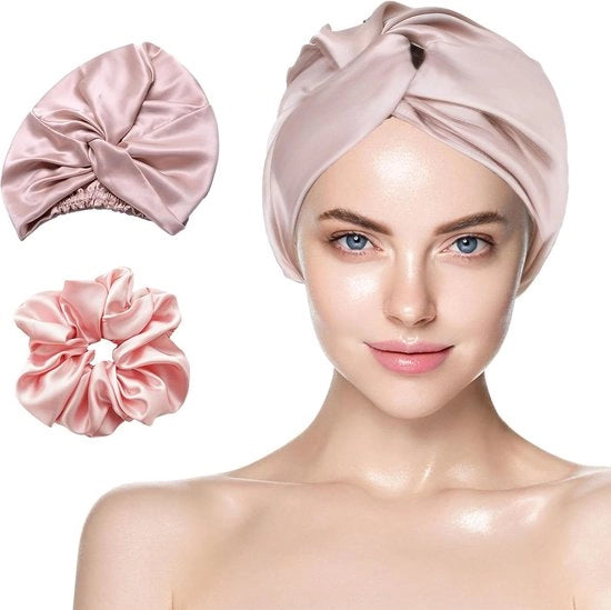 Muffa per capelli in seta - Capote per capelli lunghi in seta vera - Cintura elastica - 100% seta