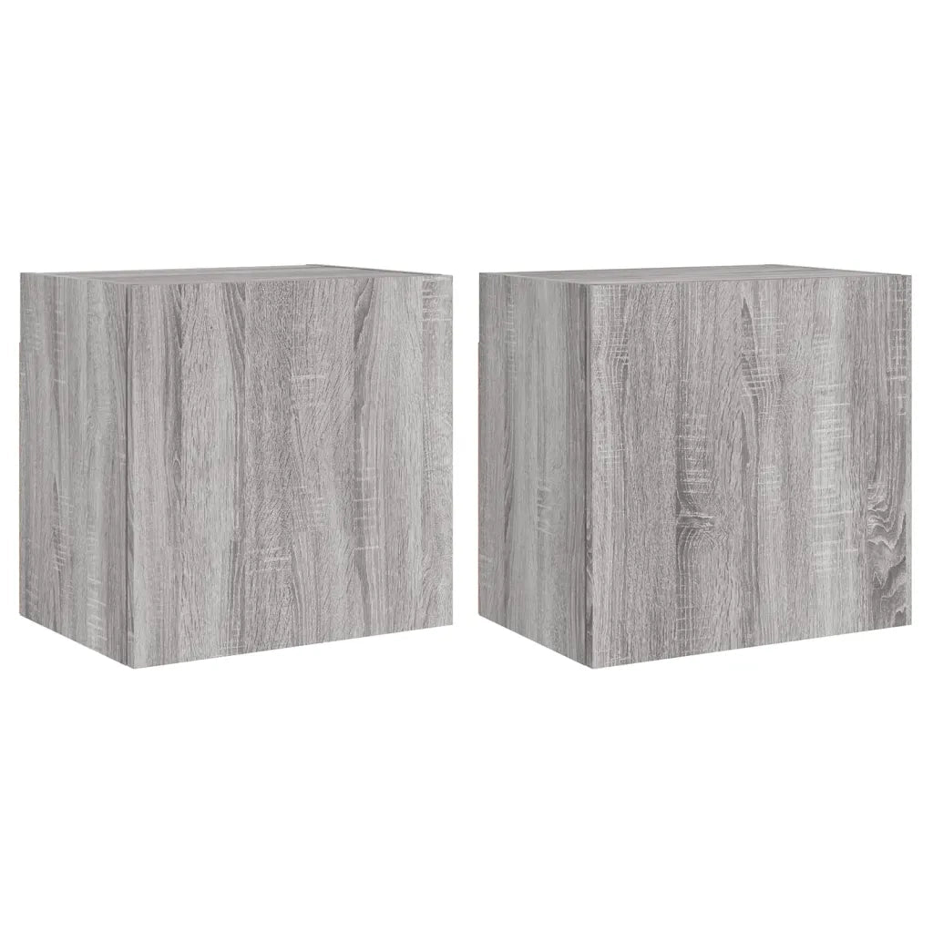 Mobili TV Muro 2pz-Set di 2 Credenza per TV sospesa Grigio Sonoma 40,5x30x40cm Legno Multistrato