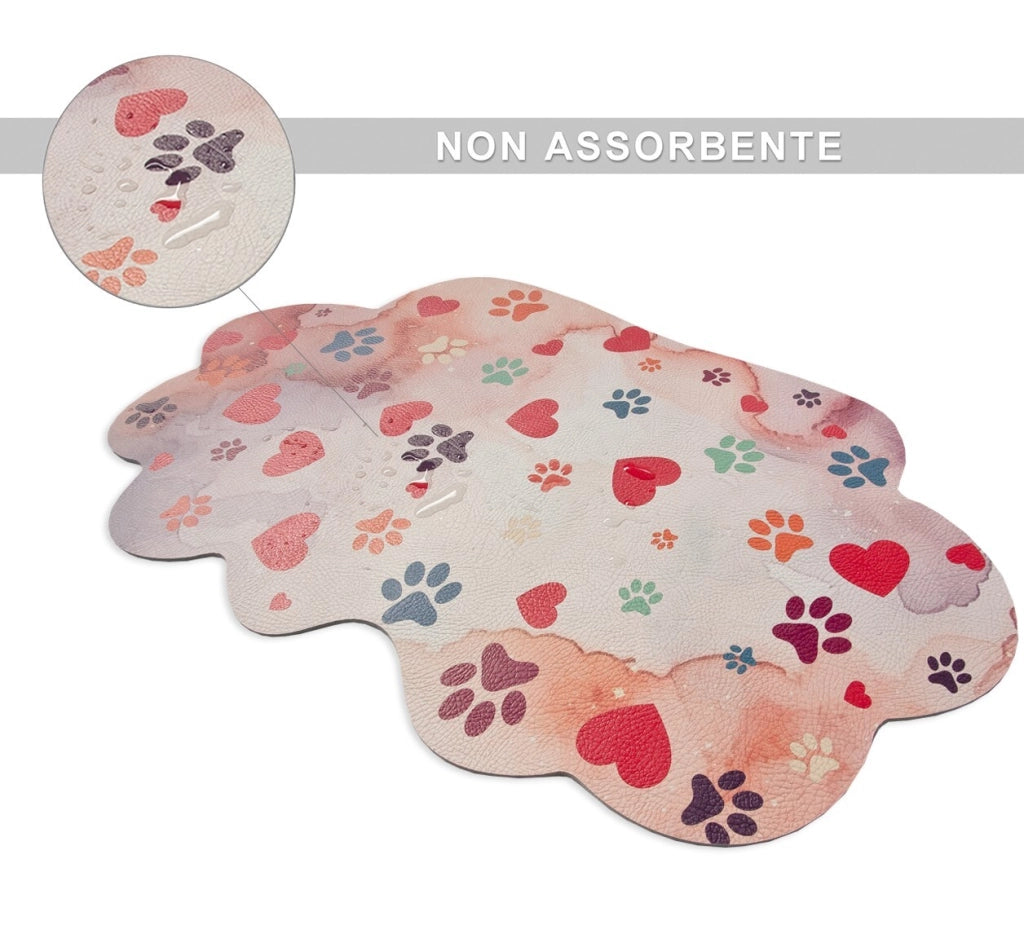 Tappeto Sottociotola Tovaglietta 38x60 Pvc Impermeabile Antiscivolo Cane Gatto Dis.B