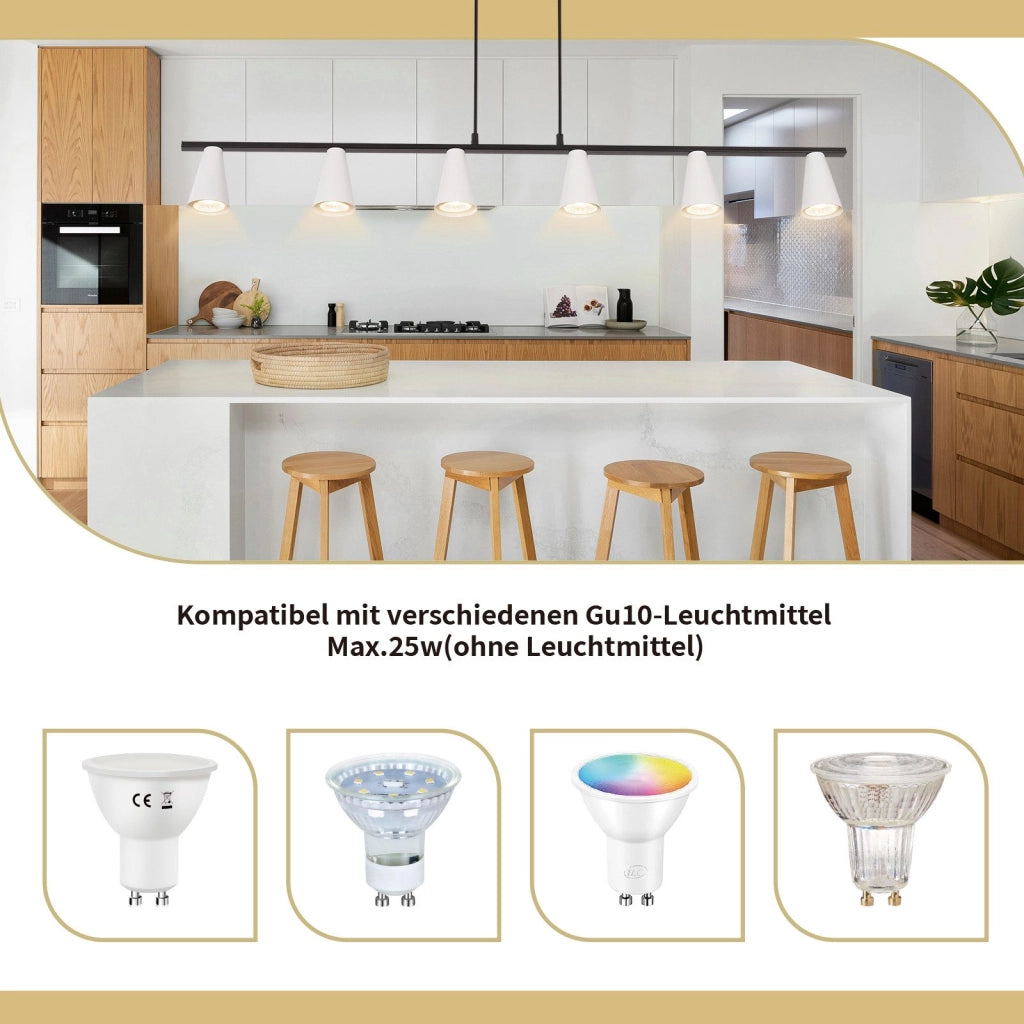 Lampada a sospensione ZMH moderna per sala da pranzo 6 fiamme GU10 per soggiorno corridoio