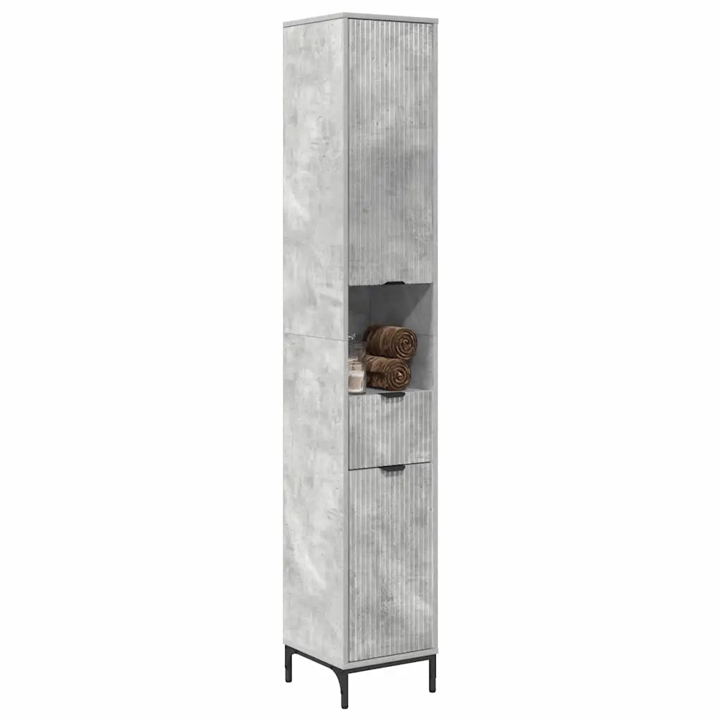 Mobile da Bagno con cassetto Grigio cemento 31,5 x 33 x 190 cm