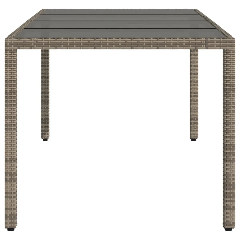 Tavolo da Giardino Piano in Vetro Grigio 190x90x75cm Polyrattan 365538