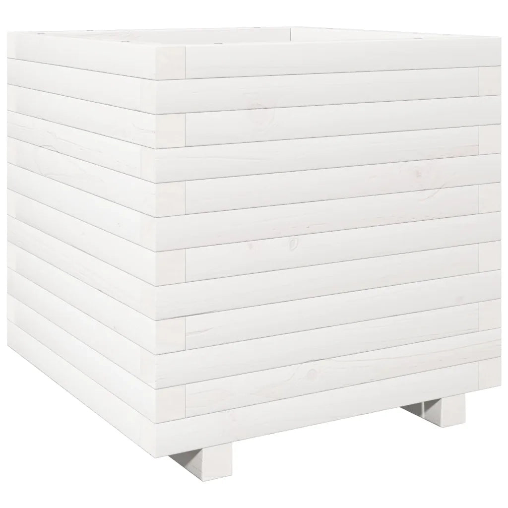 Fioriera da Giardino Bianca 50x50x49,5cm Legno Massello di Pino 3282515