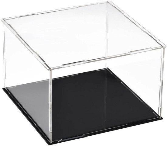 Vetrina a 4 facce trasparente - Vetrina per action figure - Vetrina con base nera - Protezione stoffa impermeabile - Dimensioni interne 15x15x10 cm - Vetrina a cristallo