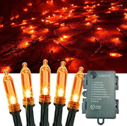 Catena luminosa 100 LED luce arancione a batteria da esterno per halloween 10 mt