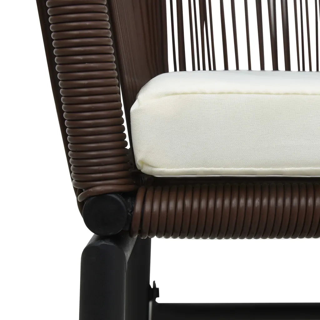 Set da Bistrot 3 pz con Cuscini in Polyrattan Marrone   cod mxl 36249