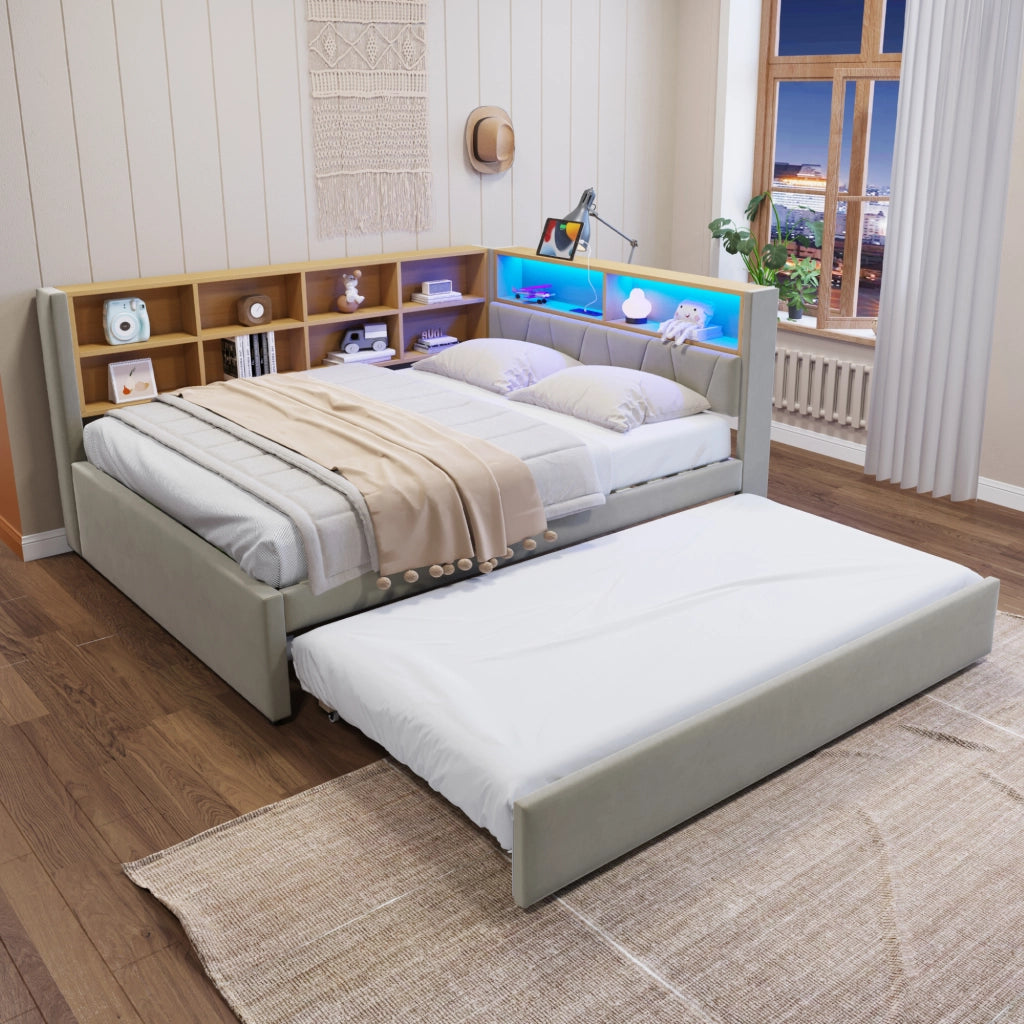 DIVANO LETTO 140x200 cm con letto estraibile 90x190 cm Flanella Grigio Chiaro