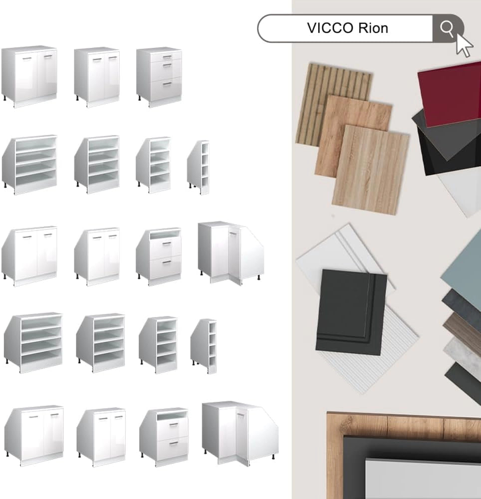 Set di mobili sottotetto Rion, Bianco lucido, 140 cm Set di 2 carcasse armadio profondità 60 cm, adatto per il salvaspazio sotto tetti spioventi