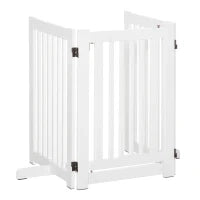 Cancellino per Cani Pieghevole a 3 Pannelli, Porta Centrale con Blocco, Struttura in MDF, 155x76cm Bianco