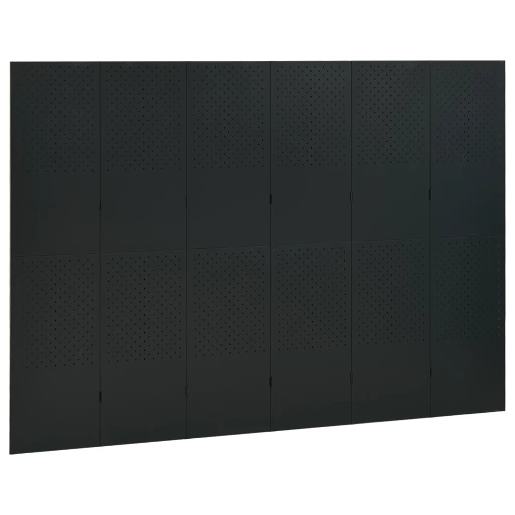 Paravento a 6 Pannelli Nero 240x180 cm in Acciaio 335904